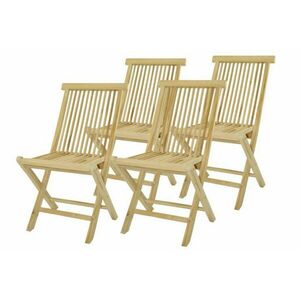 Komplet 4 x składane krzesła ogrodowe DIVERO z drewna tekowego obraz
