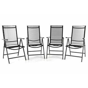Zestaw czterech regulowanych krzeseł ogrodowych - czarne obraz