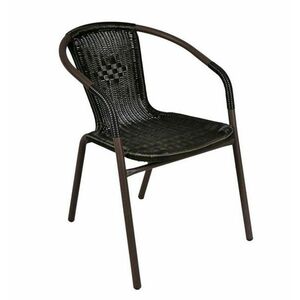 Krzesło ogrodowe Bistro rattanowe - czarne z brązową strukturą obraz