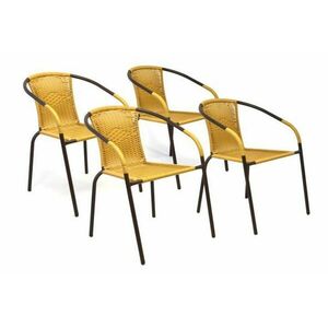Zestaw 4 sztuk krzeseł ogrodowych wyplatanych pilirattanem - beżowe obraz