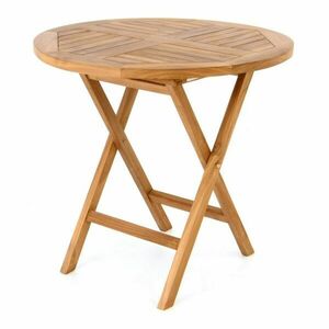 DIVERO okrągły stolik wykonany z drewna tekowego, Ø 80 cm obraz