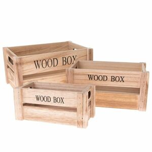 Zestaw drewnianych skrzynek Wood Box, 3 szt., naturalny obraz