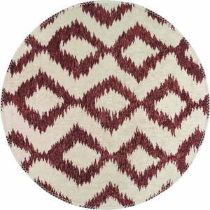 Bordowo-biały okrągły dywan odpowiedni do prania ø 120 cm – Vitaus obraz