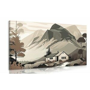 Obraz skandynawski domek w górach obraz