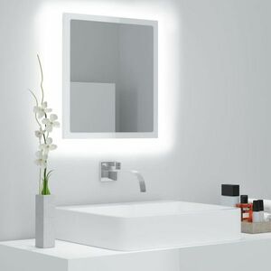 vidaXL Lustro łazienkowe LED, wysoki połysk, białe, 40x8, 5x37cm, akryl obraz