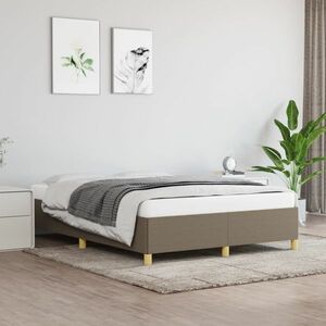 vidaXL Rama łóżka, kolor taupe, 140x190 cm, obita tkaniną obraz