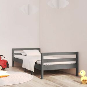 vidaXL Rama łóżka, szara, lite drewno sosnowe, 90x190 cm obraz