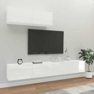 vidaXL 3-częściowy zestaw szafek telewizyjnych, biały z połyskiem obraz
