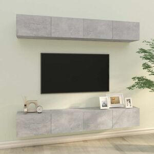 vidaXL Szafki ścienne pod TV, 4 szt., betonowa szarość, 100x30x30 cm obraz