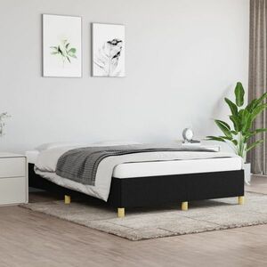 vidaXL Rama łóżka, czarna, 140x190 cm, obita tkaniną obraz