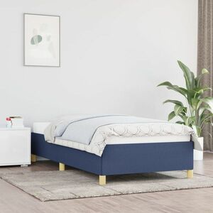 vidaXL Rama łóżka, niebieska, 90 x 200 cm, tapicerowana tkaniną obraz