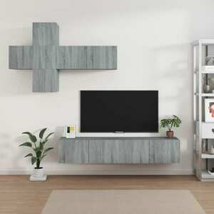 vidaXL Zestaw 7 szafek TV, szary dąb sonoma, materiał drewnopochodny obraz