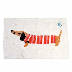 Czerwono-biały dywanik łazienkowy 52, 5x83 cm Sausage Dog – Rex London obraz
