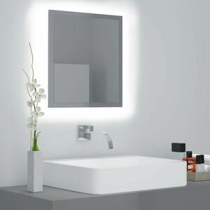 vidaXL Lustro łazienkowe LED, wysoki połysk, szare, 40x8, 5x37cm, akryl obraz