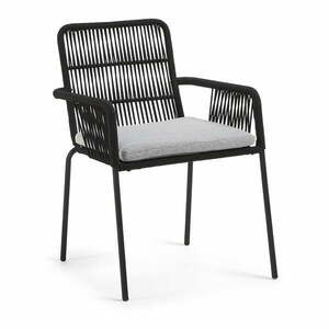 Czarne krzesło z metalową konstrukcją Kave Home Samt obraz