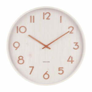 Biały zegar ścienny z drewna lipy Karlsson Pure Medium, ø 40 cm obraz