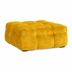 Żółty aksamitny puf Windsor & Co Sofas Vesta obraz
