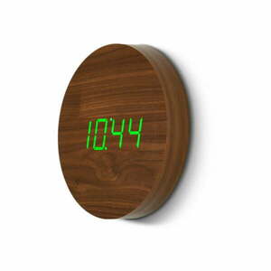 Brązowy zegar ścienny z zielonym wyświetlaczem LED Gingko Square obraz