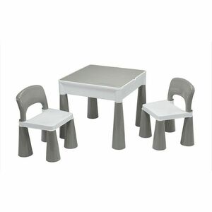 New Baby Komplet stolika i krzesełek dla dzieci, 3 elem., szaro-biały obraz