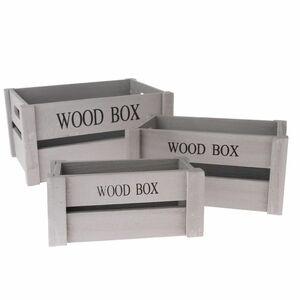 Zestaw drewnianych skrzynek Woody Box, 3 szt., szary obraz