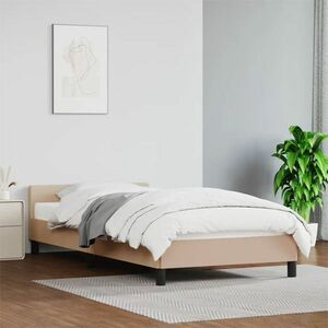 vidaXL Rama łóżka z zagłówkiem, cappuccino, 80x200 cm, sztuczna skóra obraz