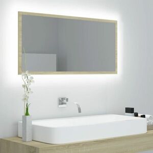 vidaXL Lustro łazienkowe LED, kolor dąb sonoma, 90x8, 5x37 cm, akryl obraz
