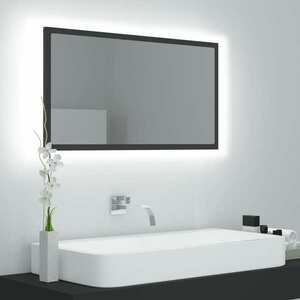 vidaXL Lustro łazienkowe z LED, szare, 80x8, 5x37 cm, akryl obraz