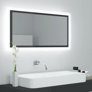 vidaXL Lustro łazienkowe LED, wysoki połysk, szare, 90x8, 5x37cm, akryl obraz
