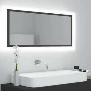 vidaXL Lustro łazienkowe z LED, szare, 100x8, 5x37 cm, akryl obraz