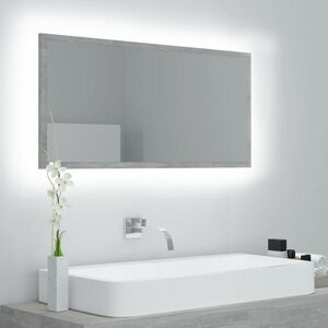 vidaXL Lustro łazienkowe LED, szarość betonu, 90x8, 5x37 cm, akryl obraz