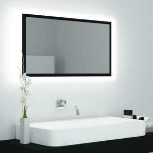vidaXL Lustro łazienkowe z LED, czarne, 80x8, 5x37 cm, akryl obraz