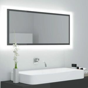 vidaXL Lustro łazienkowe LED, wysoki połysk szare, 100x8, 5x37cm, akryl obraz