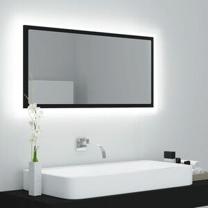 vidaXL Lustro łazienkowe z LED, czarne, 90x8, 5x37 cm, akryl obraz