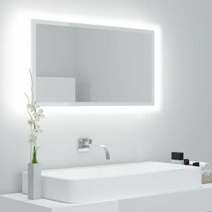 vidaXL Lustro łazienkowe LED, wysoki połysk, białe, 80x8, 5x37cm, akryl obraz