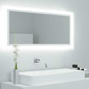 vidaXL Lustro łazienkowe z LED, białe, 100x8, 5x37 cm, akryl obraz