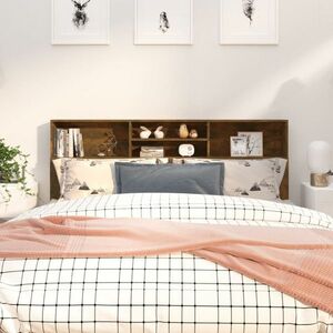 vidaXL Wezgłowie łóżka z półkami, przydymiony dąb, 180x19x103, 5 cm obraz