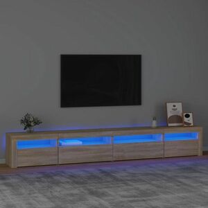 vidaXL Szafka pod TV z oświetleniem LED, dąb sonoma, 270x35x40 cm obraz