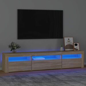 vidaXL Szafka pod TV z oświetleniem LED, dąb sonoma, 195x35x40 cm obraz