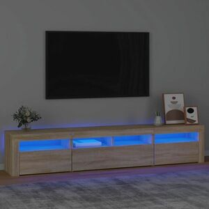 vidaXL Szafka pod TV z oświetleniem LED, dąb sonoma, 210x35x40 cm obraz