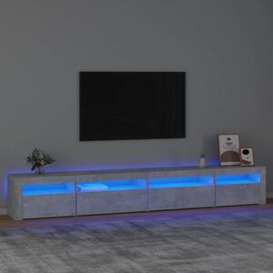 vidaXL Szafka pod TV z oświetleniem LED, szarość betonu, 270x35x40 cm obraz