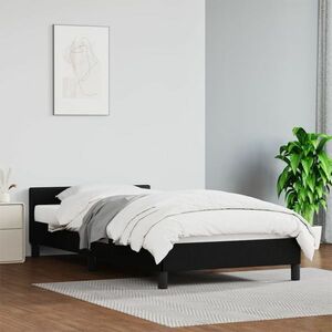 vidaXL Rama łóżka z zagłówkiem, czarna, 90x190 cm, sztuczna skóra obraz