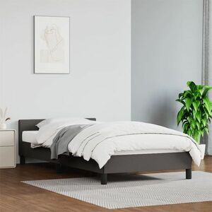 vidaXL Rama łóżka z zagłówkiem, szara, 80x200 cm, sztuczna skóra obraz