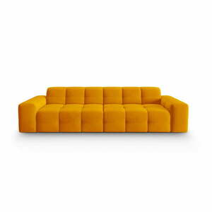 Aksamitna sofa w odcieniach ochry 255 cm Kendal – Micadoni Home obraz
