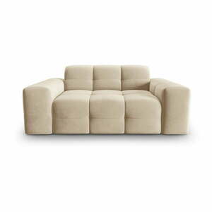 Beżowa aksamitna sofa 156 cm Kendal – Micadoni Home obraz