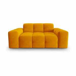 Aksamitna sofa w kolorze ochry 156 cm Kendal – Micadoni Home obraz