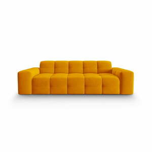 Aksamitna sofa w odcieniach ochry 222 cm Kendal – Micadoni Home obraz