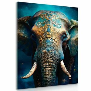 Obraz niebiesko-złoty słoń obraz