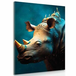 Obraz niebiesko-złoty nosorożec obraz