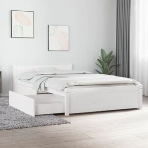 vidaXL Rama łóżka z szufladami, biała, 90x200 cm obraz