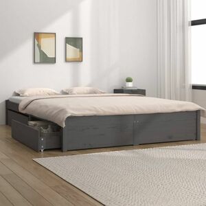 vidaXL Rama łóżka z szufladami, szara, 140x200 cm obraz